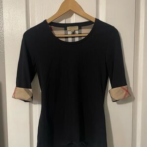 Burberry Black Top with Beige Checkered Accents